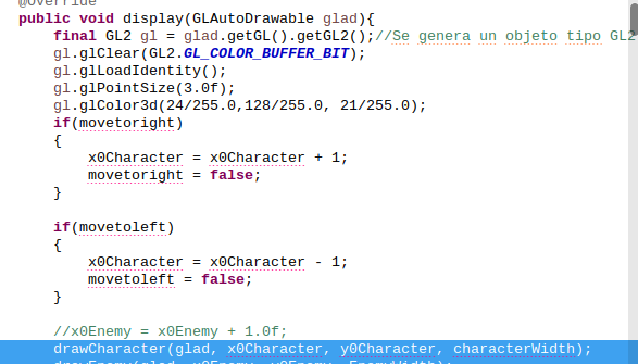 moveToRight and moveToLeft with increases and decreases of x0Character