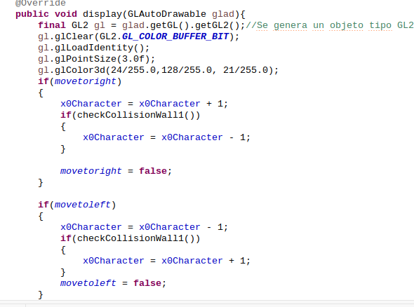 checkCollisionWall1 subsequent to movetoright and movetoleft boolean vars